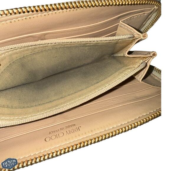 Jimmy Choo Metallic Star-Studded Zip-Around Long Wallet Leather, Made in Italy - Picture 9 of 13